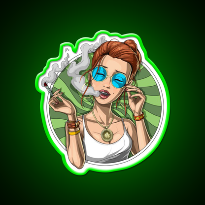 Stoner Girl Weed Hemp Inspired Green Leaf Led Neon Sign Rgb Color - LED neon sign view 8