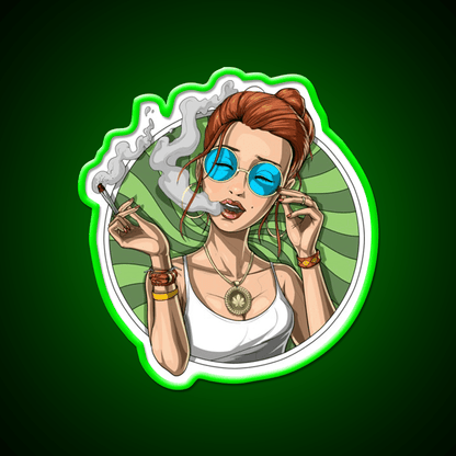 Stoner Girl Weed Hemp Inspired Green Leaf Led Neon Sign Rgb Color - Shineneon