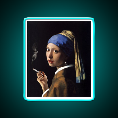 Stoner Girl With A Pearl Earring Hemp Inspired Green Leaf Led Neon Sign Rgb Color - Size and dimension reference