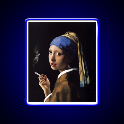 Stoner Girl With A Pearl Earring Hemp Inspired Green Leaf Led Neon Sign Rgb Color - LED neon sign view 5