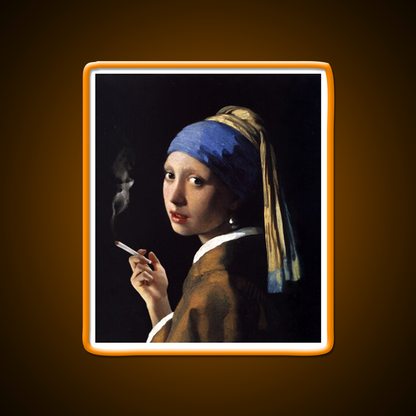 Stoner Girl With A Pearl Earring Hemp Inspired Green Leaf Led Neon Sign Rgb Color - LED neon sign view 6