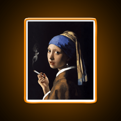 Stoner Girl With A Pearl Earring Hemp Inspired Green Leaf Led Neon Sign Rgb Color - Shineneon
