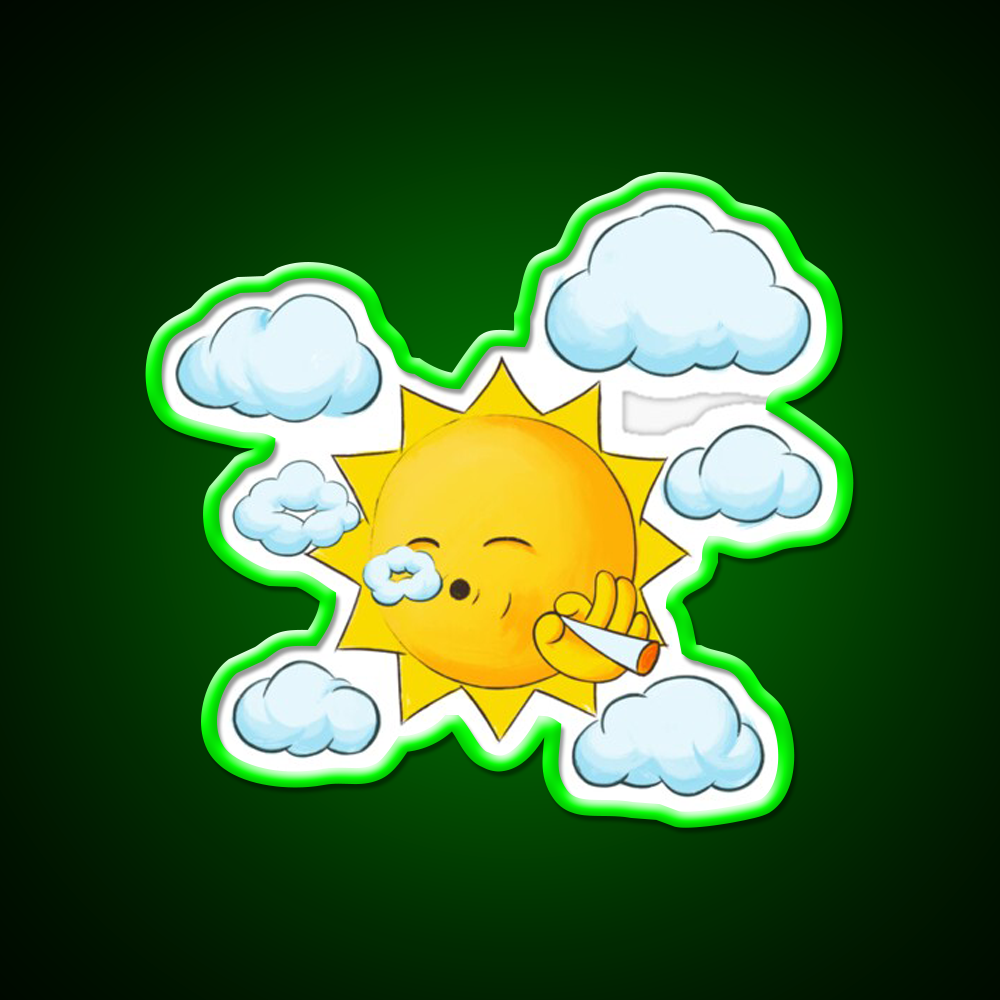 Stoner Sun Weed High In The Sky Hemp Inspired Green Leaf Led Neon Sign Rgb Color - LED neon sign view 8