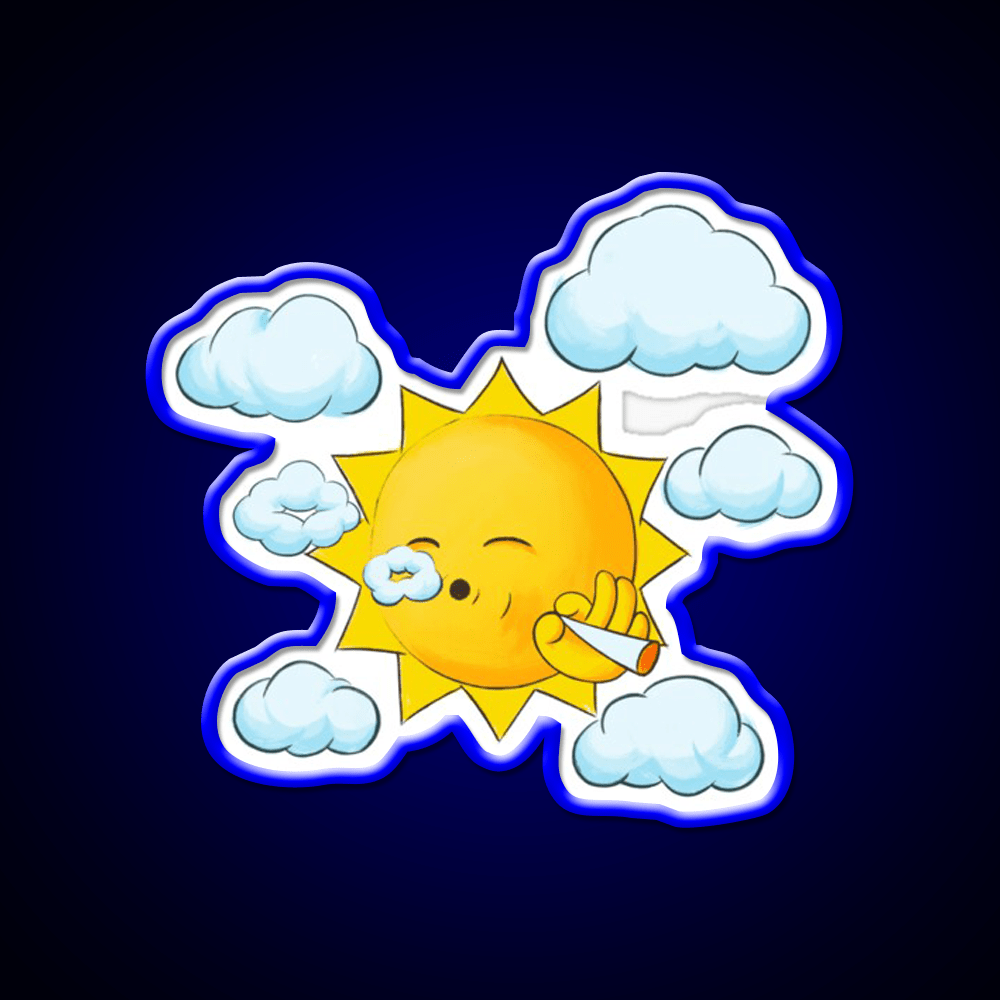 Stoner Sun Weed High In The Sky Hemp Inspired Green Leaf Led Neon Sign Rgb Color - Shineneon