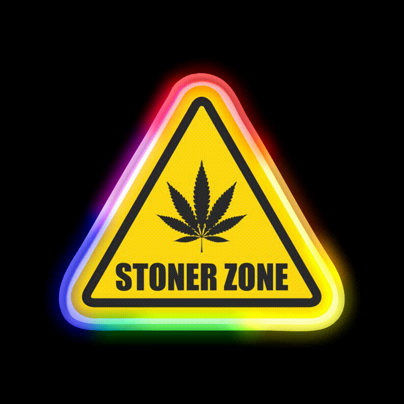 Stoner Zone Weed Leaf Gift Hemp Inspired Green Leaf Led Neon Sign Rgb Color - LED neon sign close-up detail
