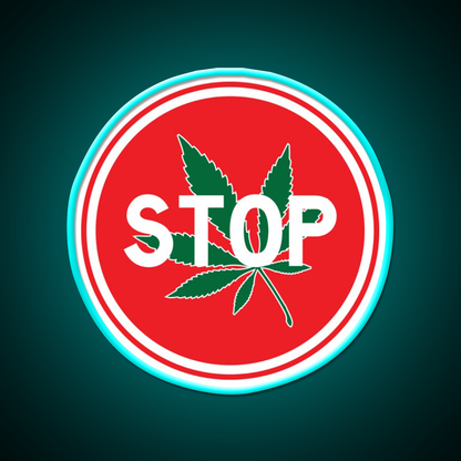 Stop Hemp Inspired Green Leaf Led Neon Sign Rgb Color - Size and dimension reference