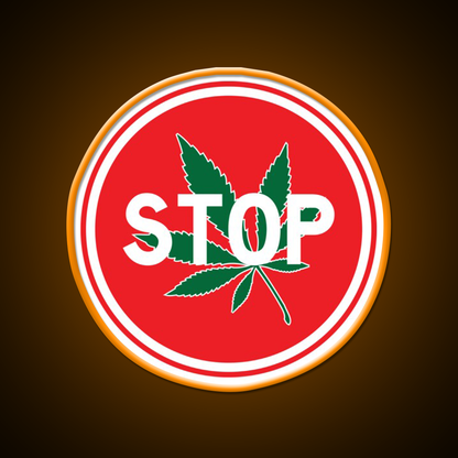 Stop Hemp Inspired Green Leaf Led Neon Sign Rgb Color - LED neon sign view 6
