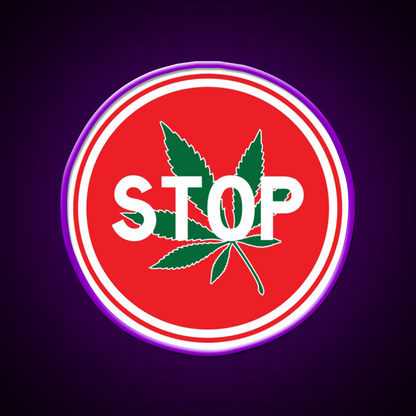 Stop Hemp Inspired Green Leaf Led Neon Sign Rgb Color