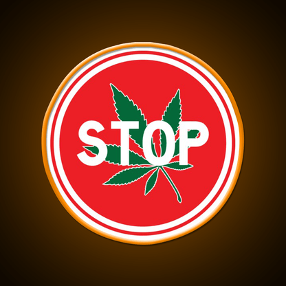 Stop Hemp Inspired Green Leaf Led Neon Sign Rgb Color - Shineneon
