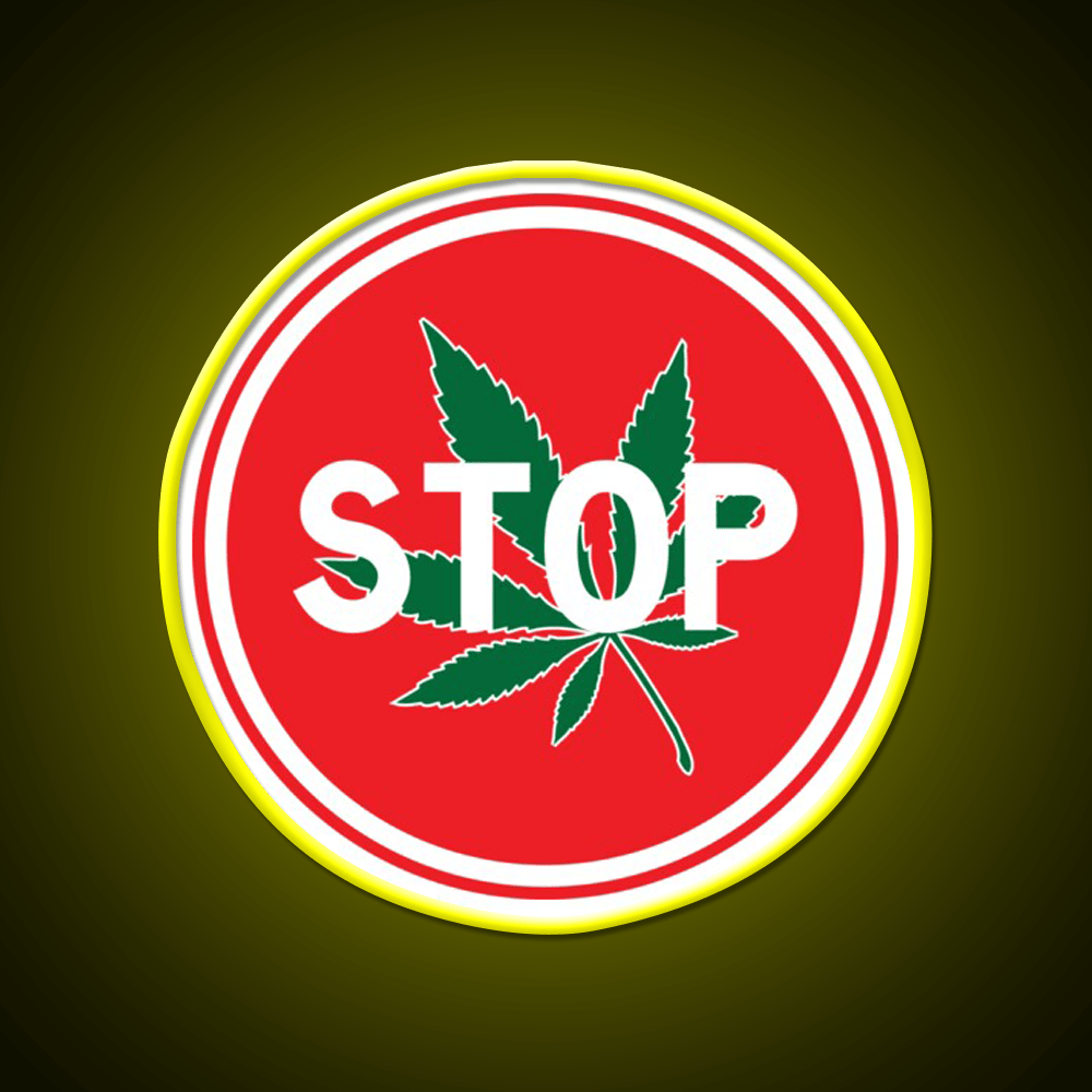 Stop Hemp Inspired Green Leaf Led Neon Sign Rgb Color - Shineneon