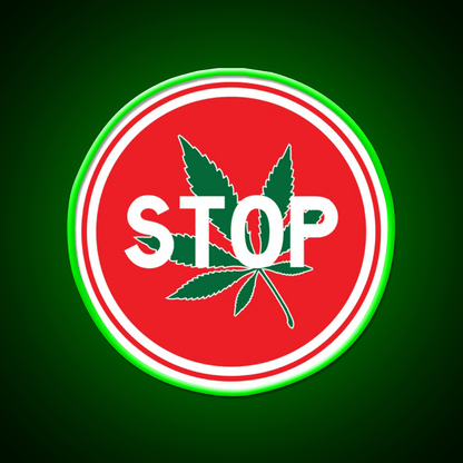 Stop Hemp Inspired Green Leaf Led Neon Sign Rgb Color - Shineneon