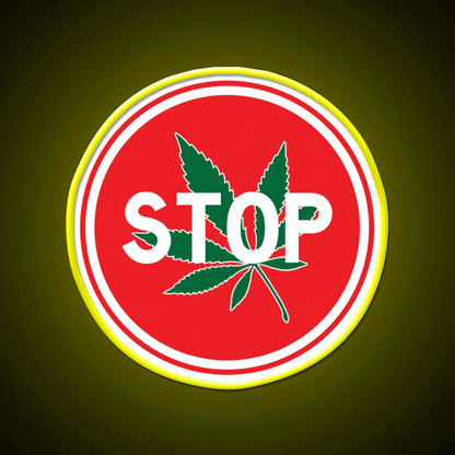 Stop Hemp Inspired Green Leaf Led Neon Sign Rgb Color - Custom LED neon sign front view