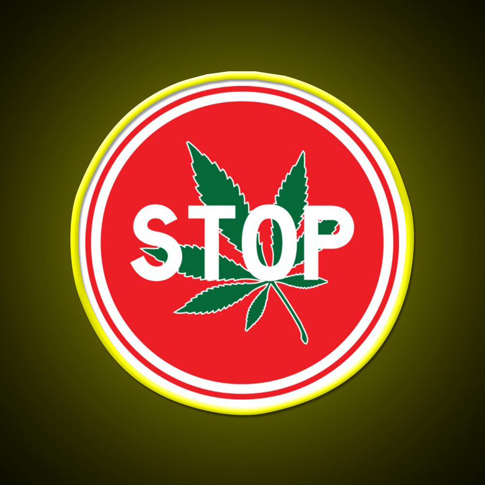Stop Hemp Inspired Green Leaf Led Neon Sign Rgb Color - LED neon sign view 7