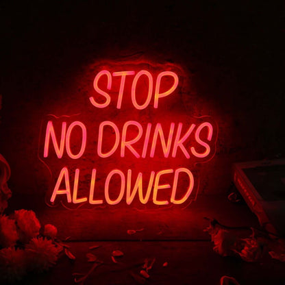 Stop No Drinks Allowed Red Led Neon Sign | Shineneon
