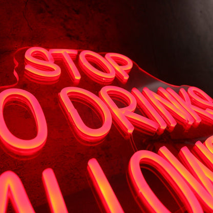 Stop No Drinks Allowed Red Led Neon Sign - Shineneon