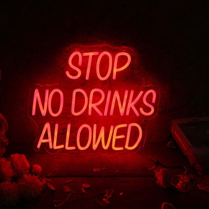 Stop No Drinks Allowed Red Led Neon Sign - Shineneon
