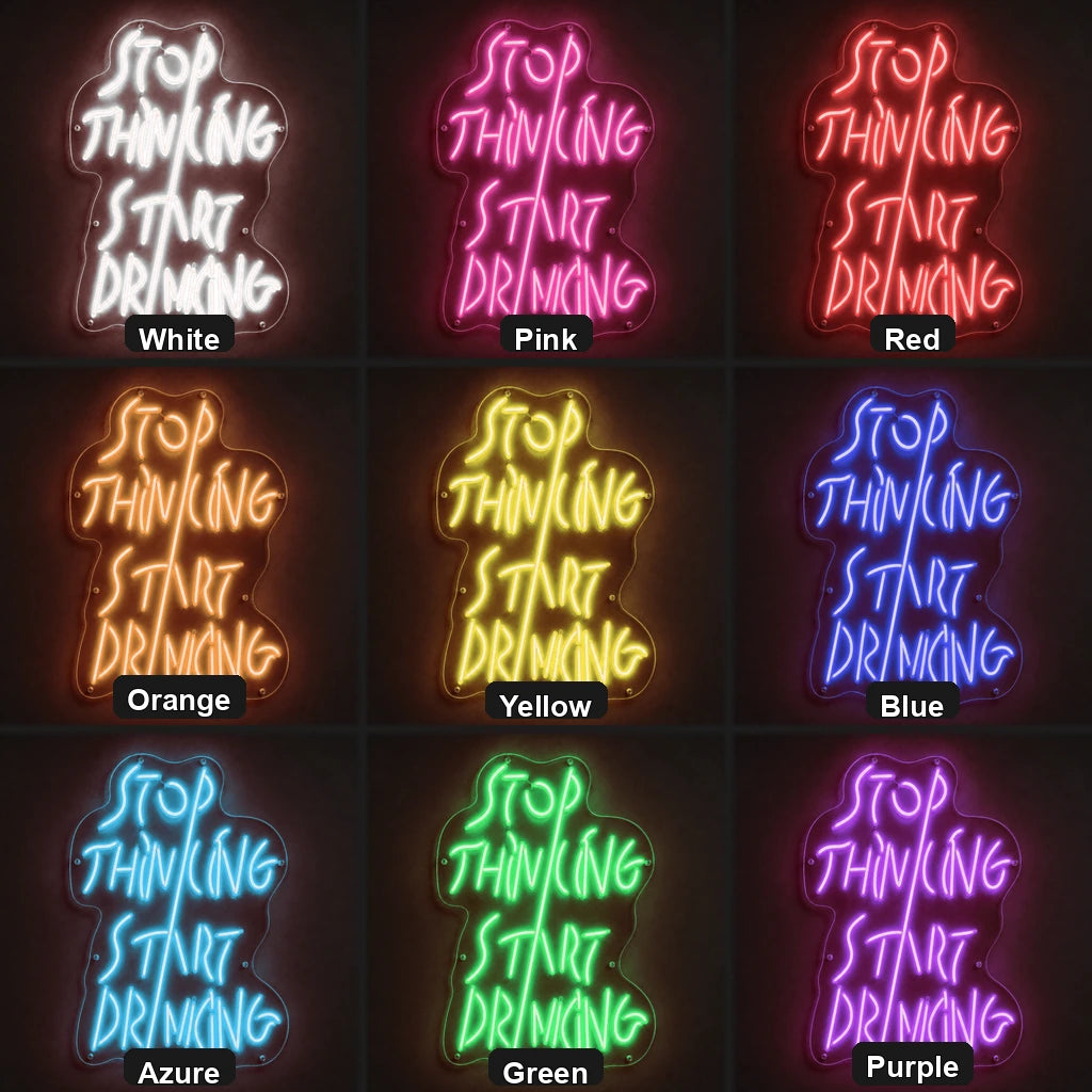 Stop Thinking About Drinking LED Neon Sign Garage Man Cave Neon Sign color grid