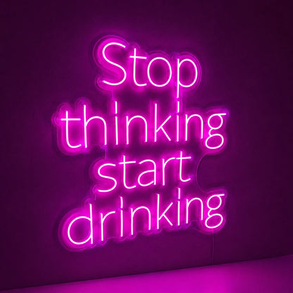 Stop Thinking Start Drinking LED Neon Sign Garage Man Cave Neon Sign main product image