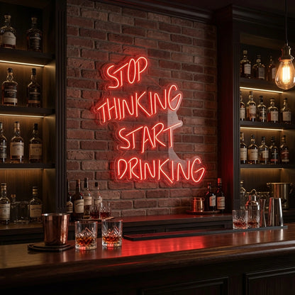 Stop Thinking Start Drinking LED Neon Sign Wall Decor - 02 High-Converting Product Image