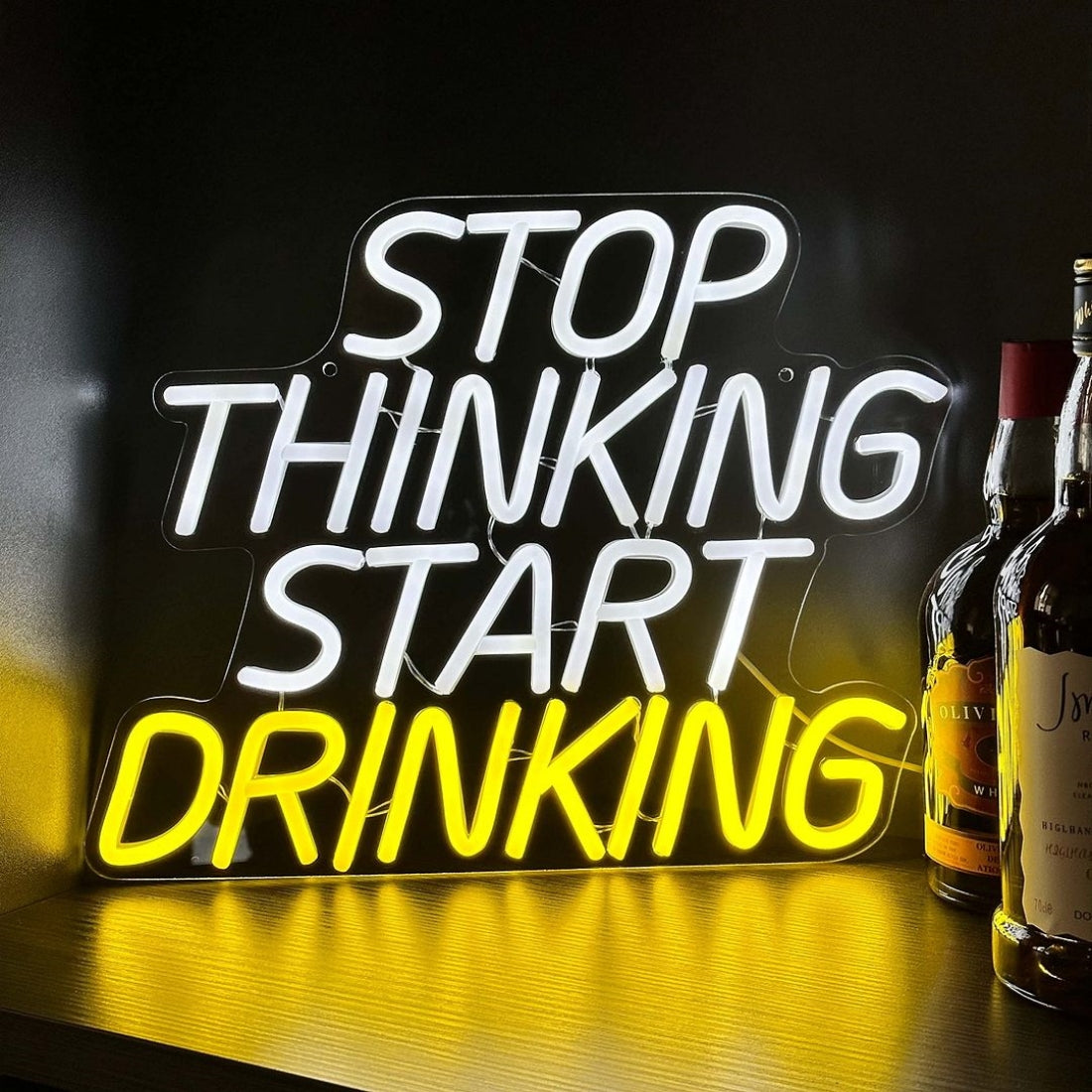 Stop Thinking Start Drinking Led Sign Business Neon Sign Wall Decor