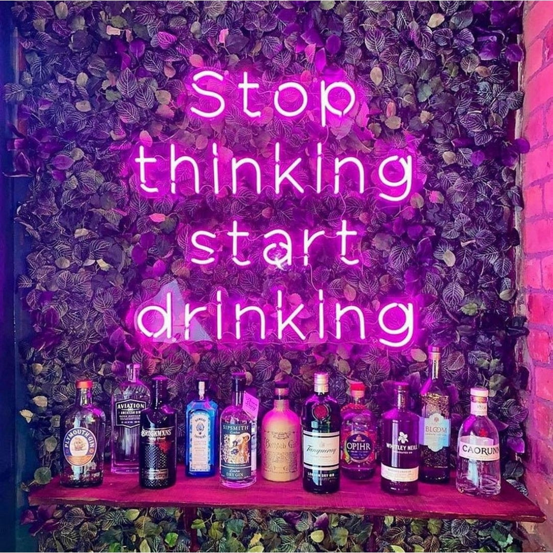 Stop Thinking Start Drinking Led Sign Business Neon Signs Wall Art