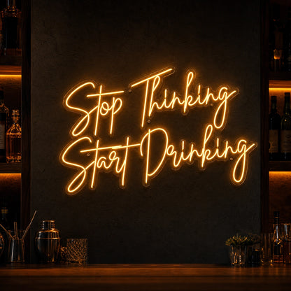 Stop Thinking Stay Drinking LED Neon Sign Garage Man Cave Neon Sign high-converting product image