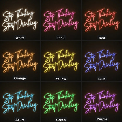 Stop Thinking Stay Drinking LED Neon Sign Garage Man Cave Neon Sign color grid