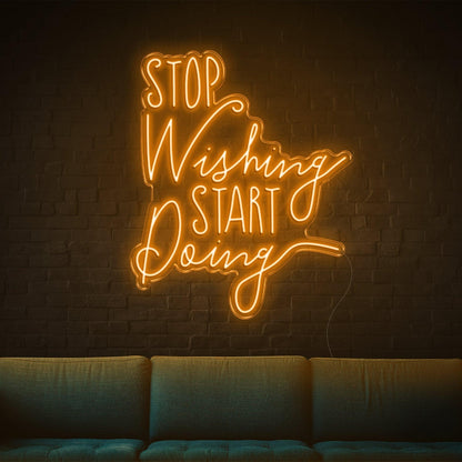 Stop Wishing Start Doing Pink Led Neon Sign For Home Studio Wall Decor | Shineneon