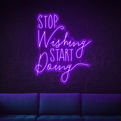 Stop Wishing Start Doing Pink Led Neon Sign For Home Studio Wall Decor | Shineneon