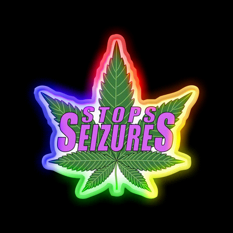 Stops Seizures Hemp Inspired Green Leaf Led Neon Sign Rgb Color - LED neon sign close-up detail