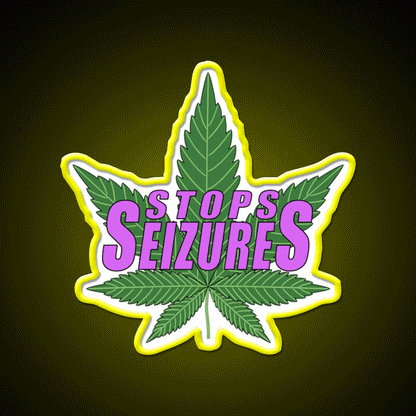 Stops Seizures Hemp Inspired Green Leaf Led Neon Sign Rgb Color - Custom LED neon sign front view