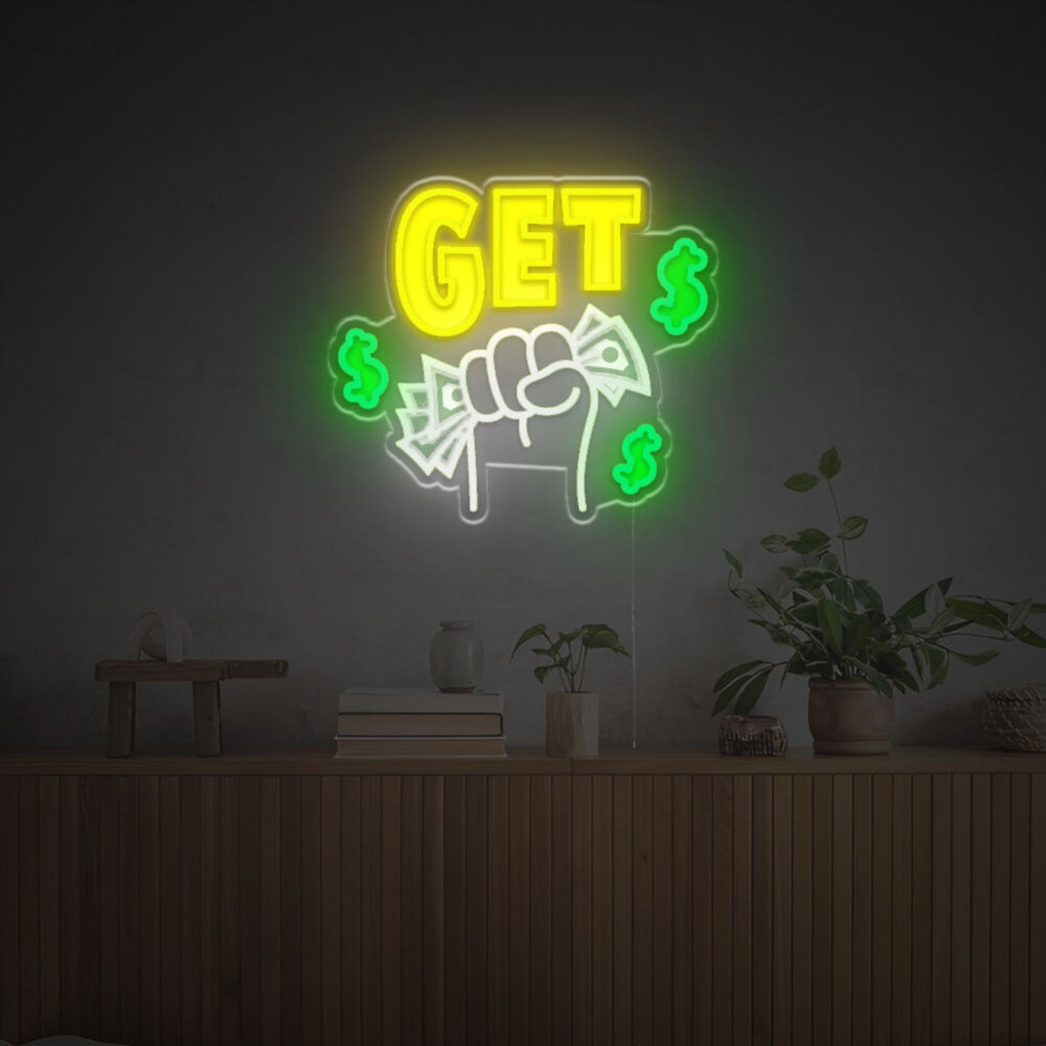 Store Ambiance With Get Money Led Neon Acrylic Artwork Too | Shineneon