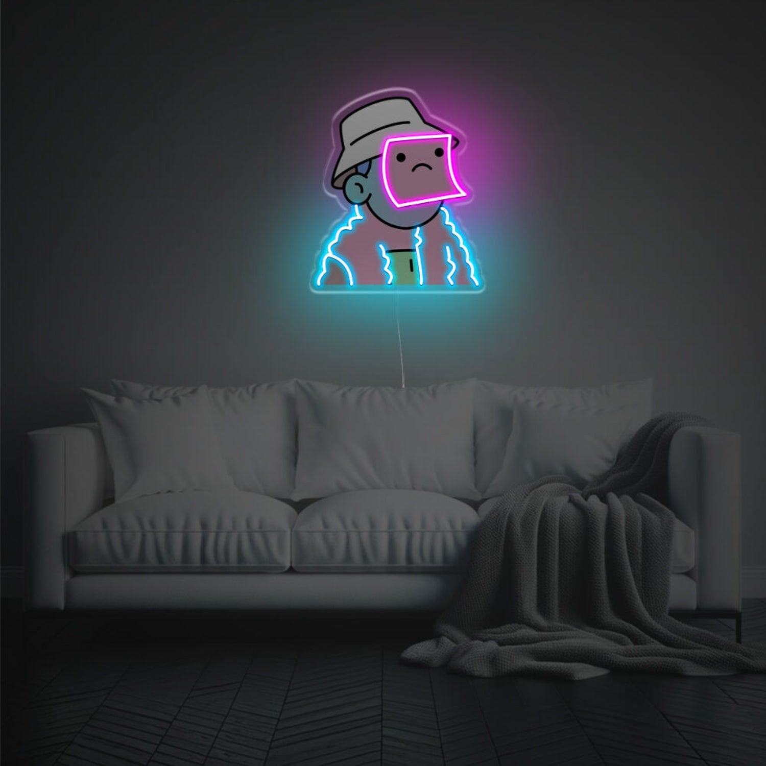 Store Ambiance With Man By Sticky Notes Led Neon Acrylic Artwork | Shineneon