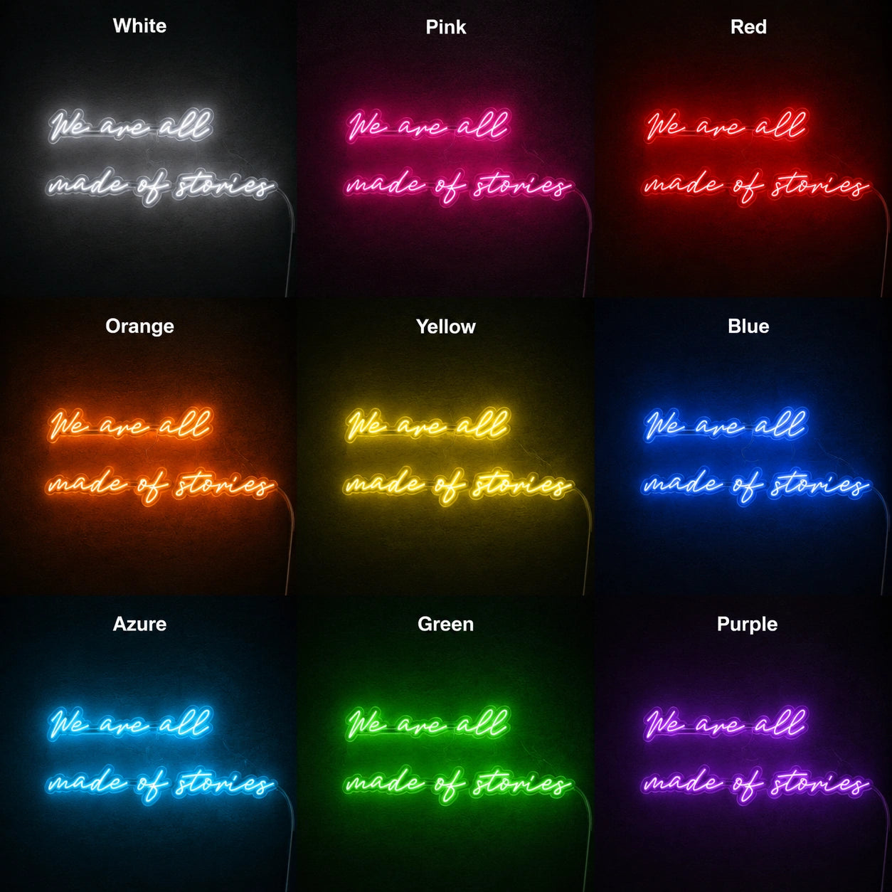 Stories Quote Neon Sign LED Neon Sign color grid
