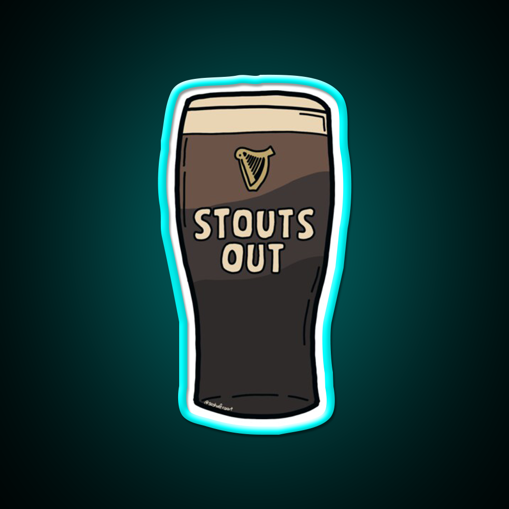 Stouts Out Beer Ni Slang Beer Bar Decor Led Neon Sign Rgb Color - Size and dimension reference