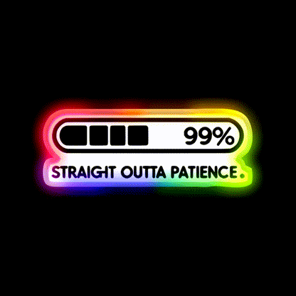 Straight Outta Patience Black Man Cave Bar Led Neon Sign Rgb Color