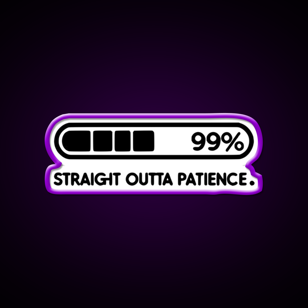 Straight Outta Patience Black Man Cave Bar Led Neon Sign Rgb Color