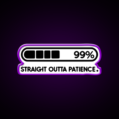 Straight Outta Patience Black Man Cave Bar Led Neon Sign Rgb Color