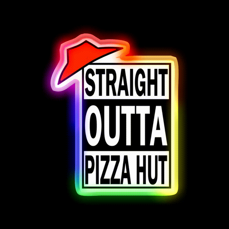 Straight Outta Pizza Snack Food Led Neon Sign Rgb Color - LED neon sign close-up detail
