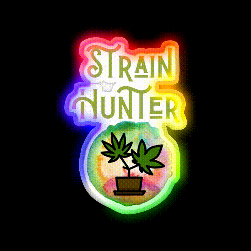Strain Hunter Hemp Inspired Green Leaf Led Neon Sign Rgb Color