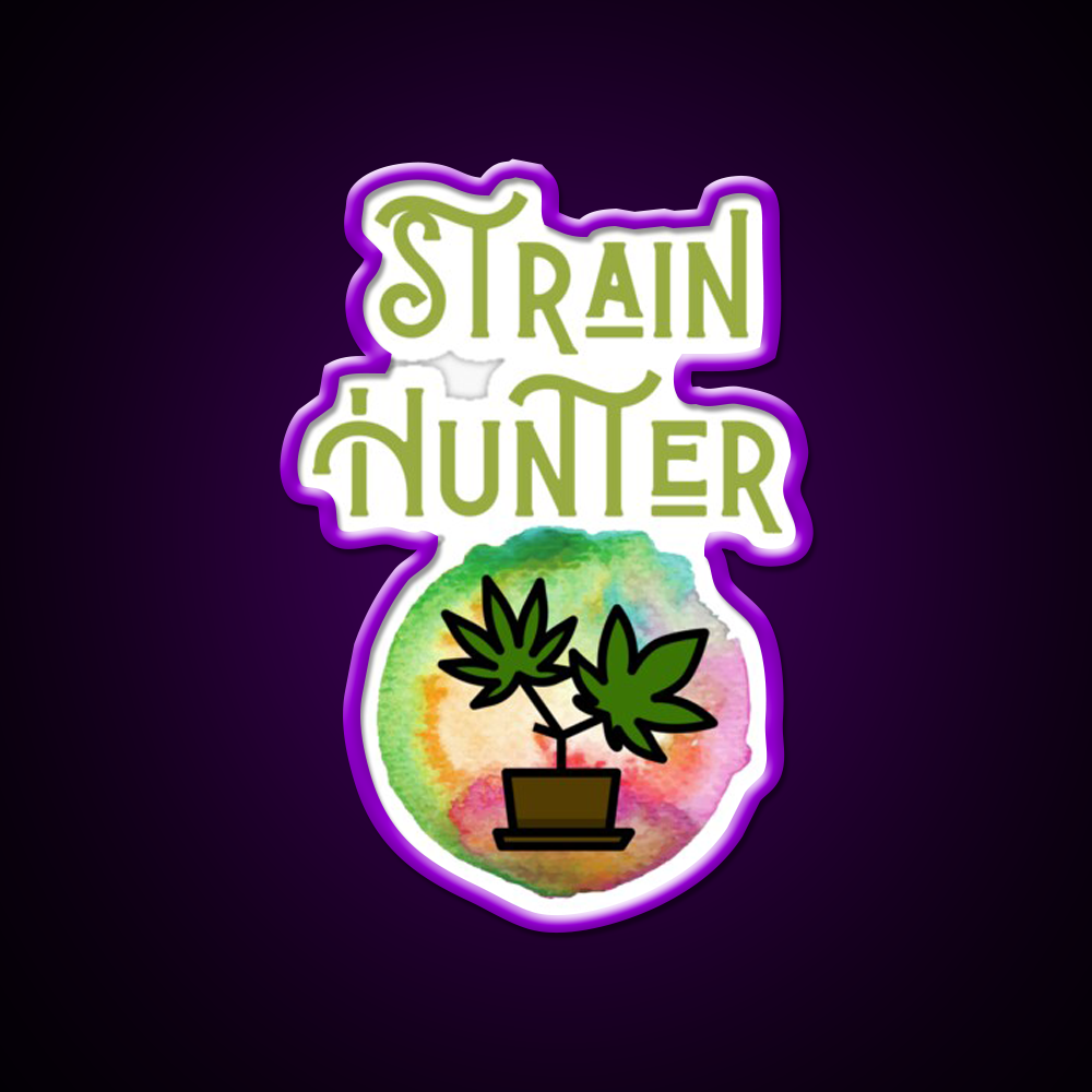 Strain Hunter Hemp Inspired Green Leaf Led Neon Sign Rgb Color