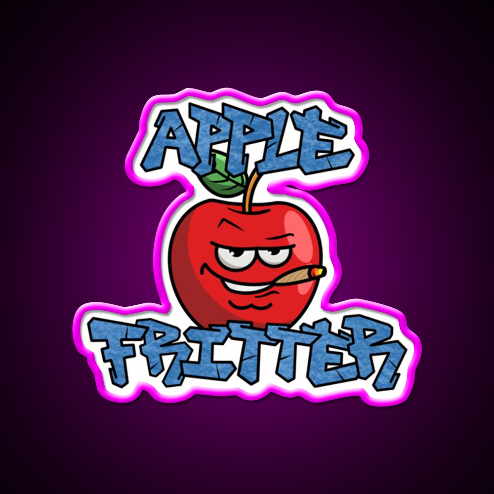 Strain Series Apple Fritter Hemp Inspired Green Leaf Led Neon Sign Rgb Color - Neon sign mounted on wall in room