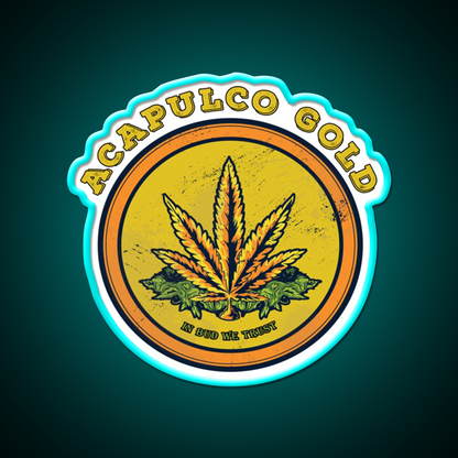 Strains Acapulco Gold Hemp Inspired Green Leaf Led Neon Sign Rgb Color - Size and dimension reference