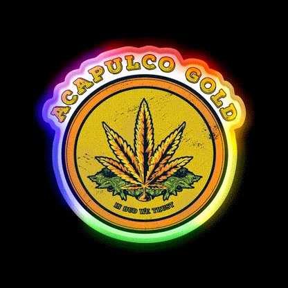 Strains Acapulco Gold Hemp Inspired Green Leaf Led Neon Sign Rgb Color - LED neon sign close-up detail