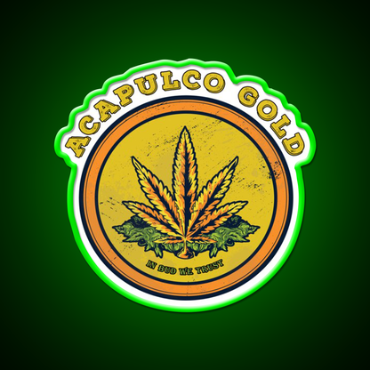 Strains Acapulco Gold Hemp Inspired Green Leaf Led Neon Sign Rgb Color - LED neon sign view 8