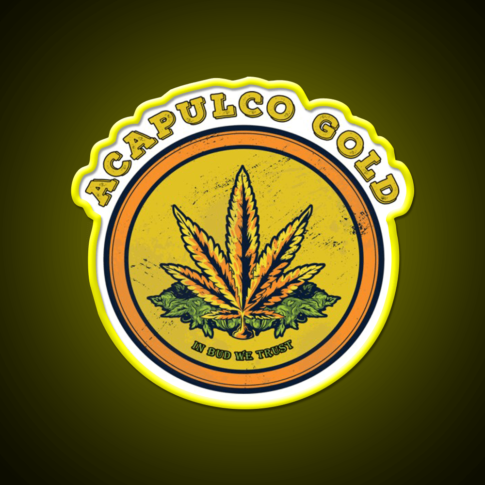 Strains Acapulco Gold Hemp Inspired Green Leaf Led Neon Sign Rgb Color - Shineneon