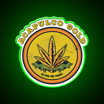 Strains Acapulco Gold Hemp Inspired Green Leaf Led Neon Sign Rgb Color - Shineneon