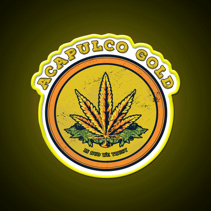 Strains Acapulco Gold Hemp Inspired Green Leaf Led Neon Sign Rgb Color - Custom LED neon sign front view