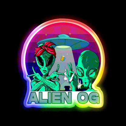 Strains Alien Og Hemp Inspired Green Leaf Led Neon Sign Rgb Color - LED neon sign close-up detail
