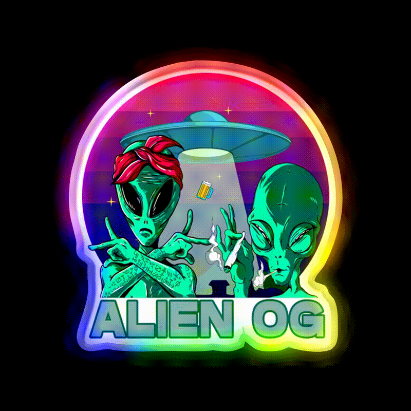Strains Alien Og Hemp Inspired Green Leaf Led Neon Sign Rgb Color - LED neon sign close-up detail